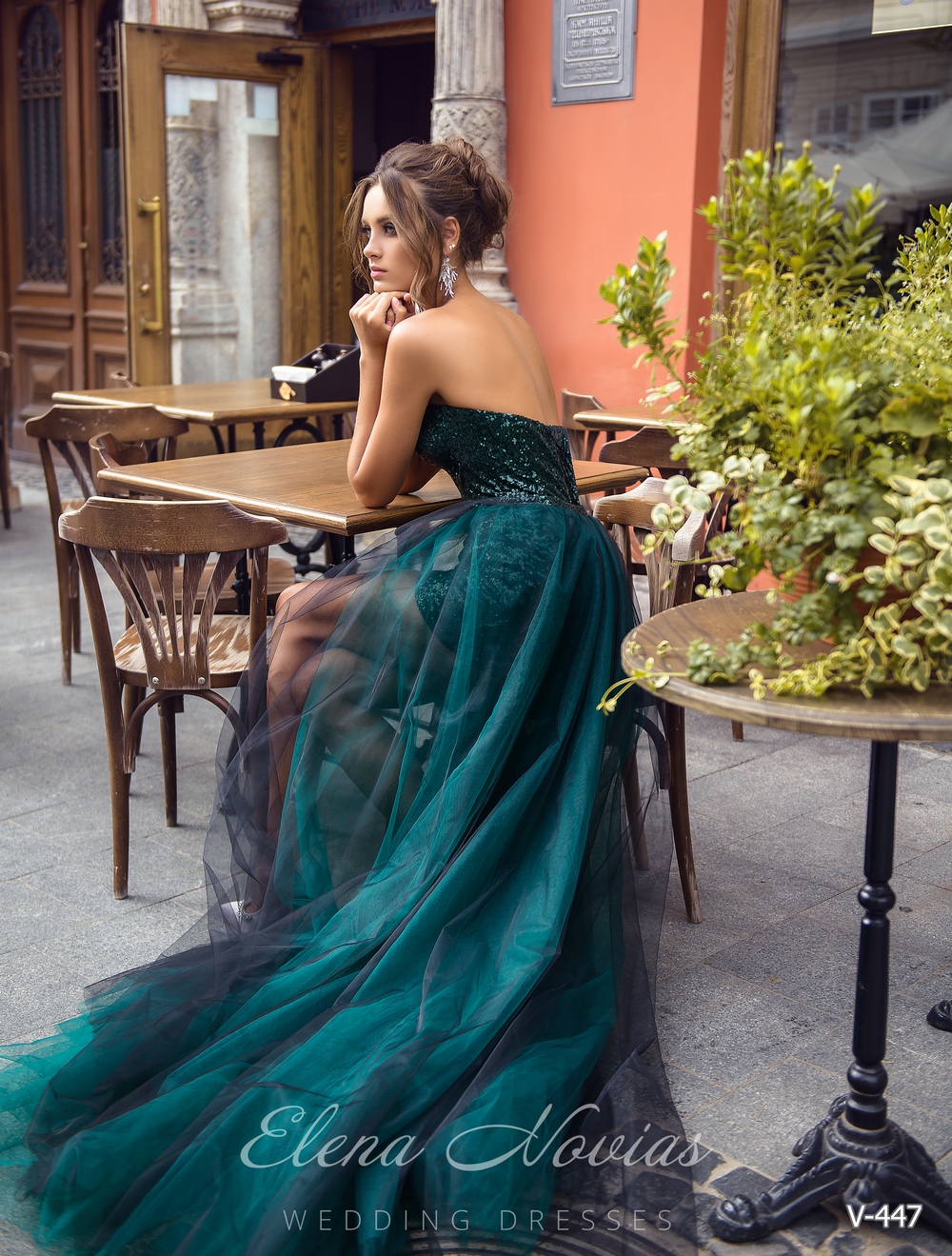 Вечернее платье мини со шлейфом оптом от Elena Novias